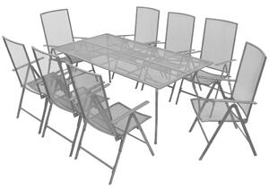 9-dielna vonkajšia jedálenská súprava so skladacími stoličkami oceľová antracitová