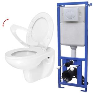 Závesná toaleta/WC s nádržkou, soft-close, keramická, biela