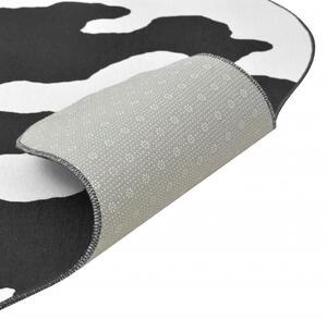 Vytvarovaný koberec, 150x220 cm, potlač kravskej srsti, čierny