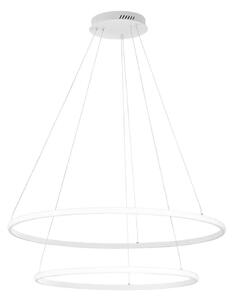 LED závesné svietidlo Axis, Ø 80/60 cm, biela, kov,, Biela / opálová, Obývacia izba / jedáleň, kov, Moderný, Závesné svietidlo