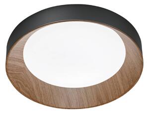 Stropné LED svetlo Arka, Ø 40 cm, čierna/drevený vzhľad, kov, Čierna, Obývacia izba / jedáleň, kov, Moderný, Závesné svietidlo