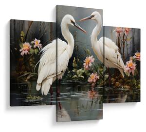 Obraz - Žeriavy biely (90x60 cm)