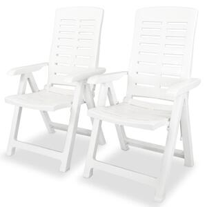 Sklápacie záhradné stoličky 2 ks, plast, biele