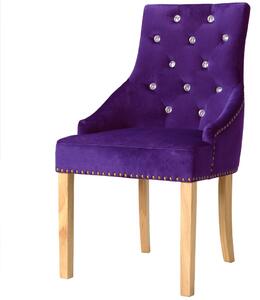 Jedálenské stoličky 6 ks, fialové, dubový masív a zamat