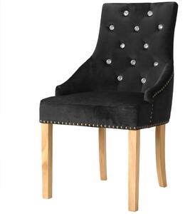 Jedálenské stoličky 6 ks, čierne, dubový masív a zamat