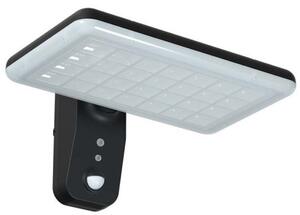 V-TAC LED solárne nástenné svietidlo so senzorom 15W, 2000lm, 6000mAh, 6000K+4000K, čierne, IP65
