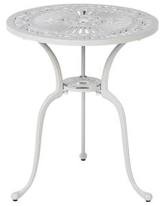Záhradný bistro stolík krémová biela hliníkový okrúhly 61 cm vonkajší stôl vintage dizajn