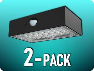 V-TAC LED solárne nástenné svietidlo so senzorom 3W, 350lm, 4000K+3000K, čierne/2-PACK!