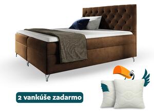 Wilsondo Čalúnená boxspring manželská posteľ Guliette s matracom - hnedá Rozmer: 140x200