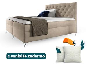 Wilsondo Čalúnená boxspring manželská posteľ Guliette s matracom - béžová Rozmer: 140x200