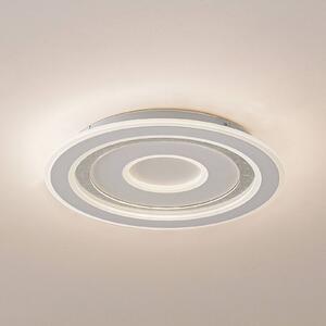 Lindby stropné LED svetlo Lorvik, Ø 40 cm, biele, stmievateľné, Biela / opálová, Obývacia izba / jedáleň, kov, Moderný, Závesné svietidlo