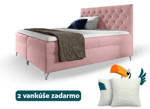 Wilsondo Čalúnená boxspring manželská posteľ Guliette s matracom - ružová Rozmer: 140x200