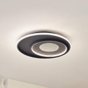 Lindby stropné LED svetlo Inessa, Ø 51 cm, čierne, stmievateľné, Čierna, Obývacia izba / jedáleň, kov, Moderný, Závesné svietidlo
