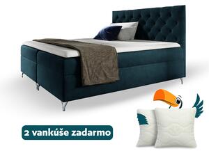 Wilsondo Čalúnená boxspring manželská posteľ Guliette s matracom - tmavomodrá Rozmer: 180x200