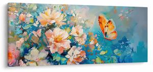 Obraz - Motýľ a kvety, olejomaľba II. (120x50 cm)