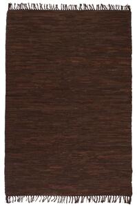 Ručne tkaný Chindi koberec, koža, 120x170 cm, hnedý