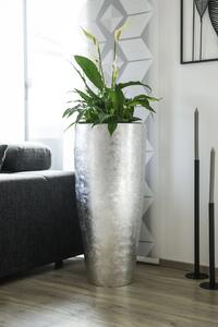Kvetináč CITY, sklolaminát, výška 80 cm, strieborný lesk