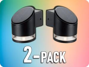 V-TAC Solárne LED nástenné svietidlo, 1W, čierne, IP44, 3000K/2-PACK!