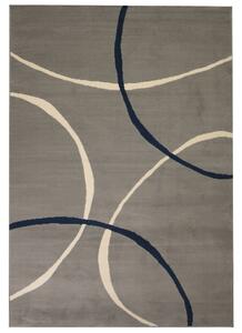 Moderný koberec, kruhový dizajn, 140x200 cm, sivý