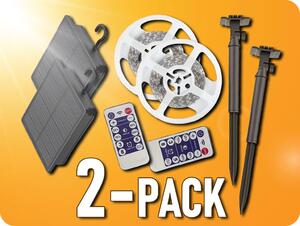 V-TAC Sada LED pás 5m + solárny panel + diaľkové ovládanie, IP67/2-PACK! Farba svetla: Denná biela