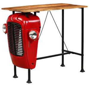 Traktorový barový stôl mangovníkové drevo červený 60x120x107 cm