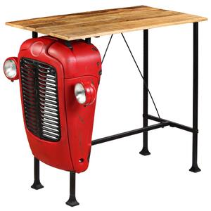 Traktorový barový stôl mangovníkové drevo červený 60x120x107 cm