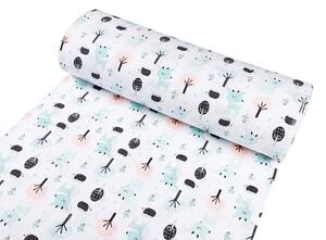 Biante Detské bavlnené posteľné obliečky do postieľky Sandra SA-369 Srnčekovia a ježkovia v lese Do postieľky 90x140 a 50x70 cm