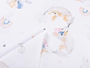 Detská bavlnená látka/plátno Sandra SA-374 Pandy líšky a zajačiky s balónikmi - šírka 160 cm