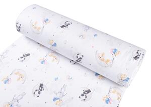 Biante Detské bavlnené posteľné obliečky do postieľky Sandra SA-374 Pandy líšky a zajačiky s balónikmi Do postieľky 100x135 a 40x60 cm