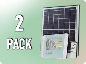 V-TAC LED solárny reflektor s 12W solárnym panelom, 550LM, IP65, 5000MAH, biely/2-PACK! Farba svetla: Denná biela