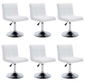 Otočné jedálenské stoličky 6 ks, biele, umelá koža