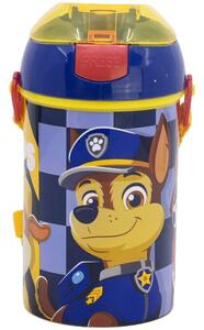 Plastová fľaša na pitie so slamkou, viečkom a popruhom Labková patrola - Paw Patrol - motív Rescue Pups - 450 ml