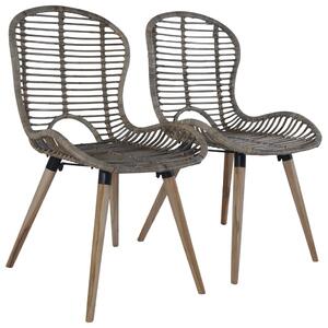 Jedálenské stoličky 2 ks, hnedé, prírodný ratan