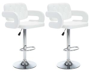 Otočné barové stoličky 2 ks, biele, umelá koža
