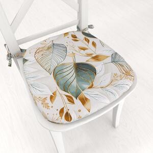 Biante Oblý podsedák Leona LN-174 Zelené listy na režnom - 39x37x3 cm