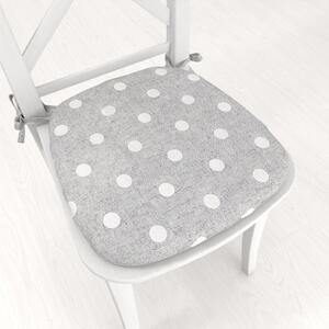 Biante Oblý podsedák Porto PRT-018 Biele bodky na sivom režnom - 39x37x3 cm