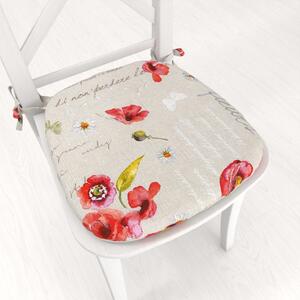 Biante Oblý podsedák Porto PRT-022 Vlčie maky a margaréty na režnom - 39x37x3 cm