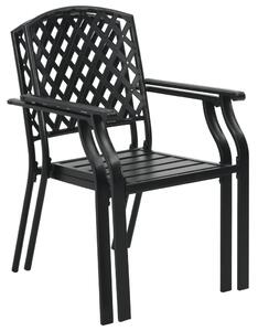 Stohovateľné vonkajšie stoličky 2 ks, oceľ, čierne