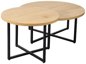 SADA KONFERENČNÝCH STOLÍKOV, čierna, farba duba, kov, kompozitné drevo, 60-80/60-80/35-45 cm Boxxx - Stolíky do obývačky, Online Only