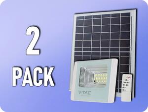 V-TAC LED solárny reflektor so 16W solárnym panelom, 1050LM, IP65, 10000mAh, biely/2-PACK! Farba svetla: Denná biela