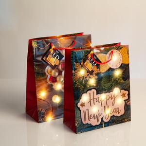 GLOBIZ Darčeková taška - 10 teplých bielych LED, papier - 265 x 127 x 330 mm - 2 druhy/balenie - 12 ks/bale