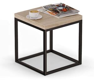 Konferenčný stolík kovový 40x40 cm - dub sonoma / čierná