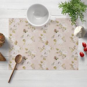 Biante Dekoračné prestieranie na stôl PML-059 Biele ruže s perokresbou na béžovom 30x40 cm