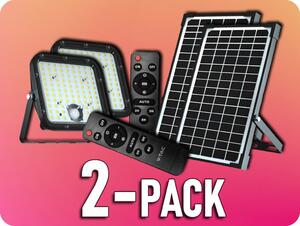 V-TAC Solárny LED reflektor so solárnym panelom 30W, 4800lm, IP65, 6000mAh/2-PACK! Farba svetla: Denná biela