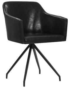 Otočné jedálenské stoličky 6 ks, čierne, umelá koža