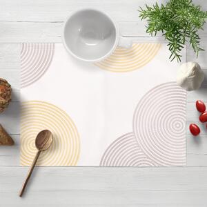 Biante Zamatové prestieranie na stôl Tamara TMR-023 Žlté a sivé designové kruhy na smotanovom 30x40 cm