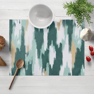 Biante Zamatové prestieranie na stôl Tamara TMR-025 Zeleno-béžovo-biele žíhané pásy 30x40 cm