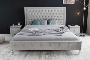 Invicta Interior - Manželská posteľ Chesterfield EXTRAVAGANCIA 180x200 cm strieborno šedá zamat