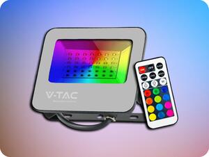 V-TAC LED reflektor RGB+W (6500K) s diaľkovým ovládaním, 50W, 4000lm, IP65