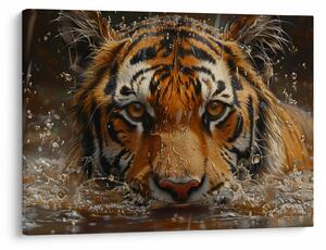 Obraz - Portrét tigra vo vode (70x50 cm)
